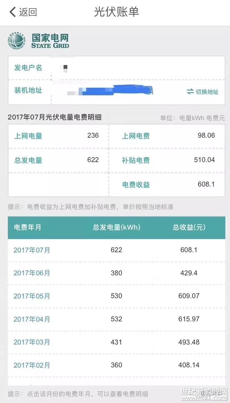 &nbsp;户用投资业主注意了：掌上即可查户用项目发电量和收益!据亚坦能源的总经理李辉介绍：国家电网公司的APP&ldquo;电e宝&rdquo;推出&ldquo;光伏账单&rdquo;功能。安装户用光伏系统的用户，可以在上面查看自己的光伏账单，信息包含：光伏项目每个月的：1)上网电量、2)总发电量、3)上网电量电费、4)补贴收益、5)每个月的总发电量、6)每个月的总收益不包含：自发自用部分的电费抵消
