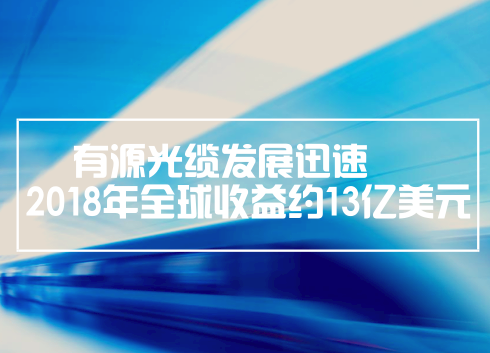 　　美国通讯产业研究机构近日发布研究报告称，有源光缆将会飞速发展，2018年全球市场收益约为13亿美元，到2023年这一数据将增至74亿美元。&nbsp;&nbsp;　　有源光缆在传输的过程中通过转变的原理，从电转光，光再转电的一个过程，可以达到零阻抗，信号无压缩，从而可以增强网络结构并提高运营效率，同时大数据中心的建设也推动着对有源光缆的需求