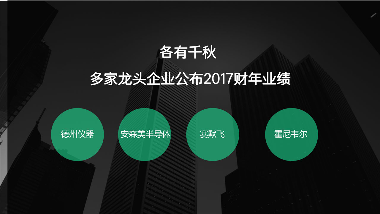 　　前不久，多家上市龙头企业都公布了2017年的财务业绩，与2016年相比都有了不同的增长，为2017年画上了圆满的句号。而在企业业绩飞速发展的过程中，业绩增长的方向也是各有不同