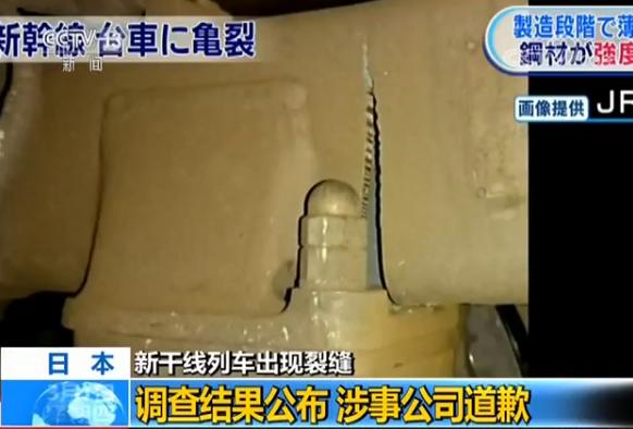                	                    	去年年底日本新干线列车车体出现裂缝事件的调查结果公布了。西日本铁路公司2月28日称，裂缝是由车制造商川崎重工生产的底盘钢材厚度未达标导致