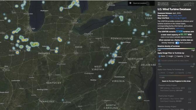 　　美國地質調查局（USGS）、美國能源部（DOE）與美國能源部勞倫斯伯克利國家實驗室，以及美國風能協(xié)會合作，共同發(fā)布了美國風電機組數(shù)據庫（USWTDB，United States Wind Turbine Database）和USWTDB瀏覽器，以便（公眾）訪問這項新的公共數(shù)據庫。

　　
　　這項新的風電機組數(shù)據庫是美國風電機組位置和機型特性的綜合數(shù)據集，比現(xiàn)有的風電機組數(shù)據庫更容易獲取、更準確，而且更新頻率也更高