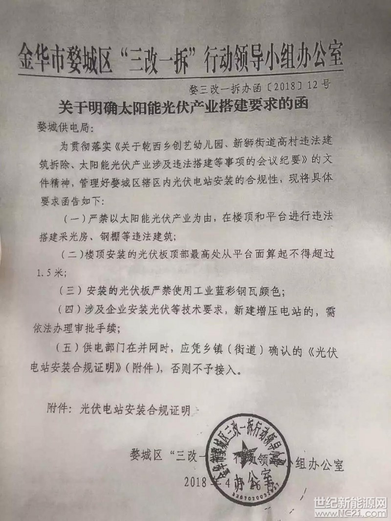 &nbsp;1、禁止以安装光伏电站为由，在楼顶或平台违法安装采光房、钢棚等违法建筑2、楼顶光伏电站从平台算不能超过1.5米。3、安装的光伏板严禁使用工业蓝彩钢瓦颜色