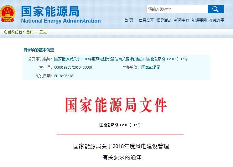 原标题：重磅！刚刚能源局通知：2019年新增风电竞价上网            今天（5月24日），国家能源局印发《国家能源局关于2018年度风电建设管理有关要求的通知》，通知指出从本通知印发之日（5月18日）起，尚未印发2018年风电度建设方案的省（自治区、直辖市）新增集中式陆上风电项目和未确定投资主体的海上风电项目应全部通过竞争方式配置和确定上网电价。  各省、自治区、直辖市、新疆生产建设兵团发展改革委（能源局）、经信委（工信委、工信厅），各派出能源监管机构，国家电网公司、南方电网公司、内蒙古电力公司
