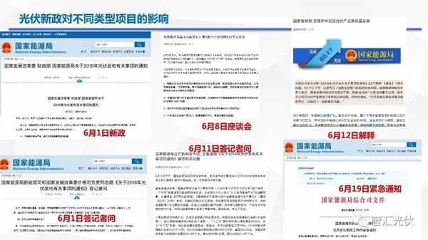                                         	　　光伏新政对于不同类型项目的影响	　　6月1日，三部委下发了823号文件；之后，围绕该文件也做了诸多的解释。		　　此次新政并未采取一刀切的方式，对不不同的项目类型，新政的影响不同