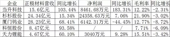 　　5家企业上半年的正极材料业务均呈现营收增长态势，主要受益于新能源汽车市场增长对三元动力电池的需求拉动以及三元材料产品价格上涨所致。　　磷酸铁锂材料产销下滑，三元材料量价齐升，2018年国内正极材料行业呈现“冰火两重天”的发展态势