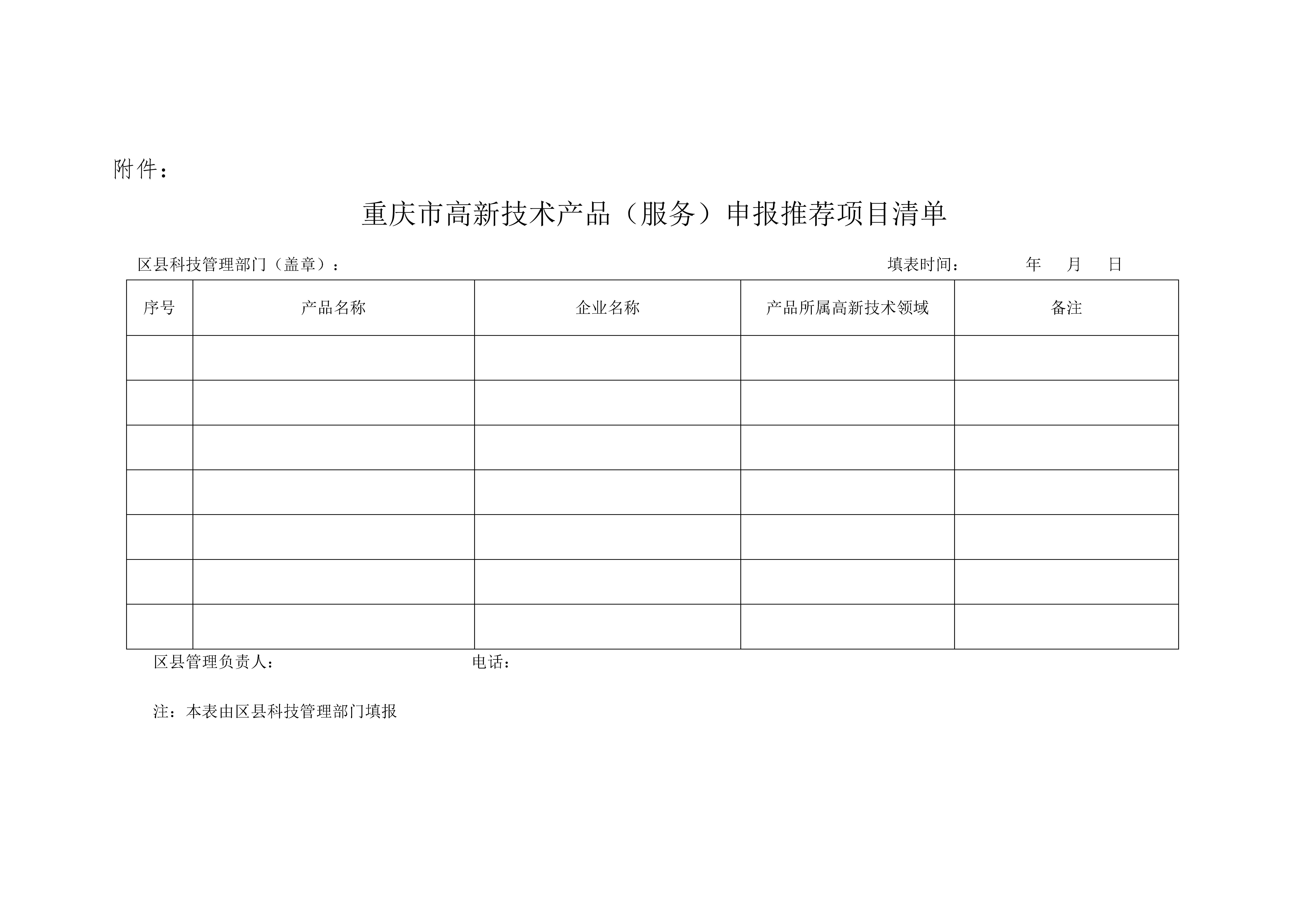 原标题:关于开展2018年重庆市高新技术产品(服务)认定工作的通知 来源:重庆市高新处 关于开展2018年重庆市高新技术产品(服务)认定工作的通知 各区县(自治县)科委、两江新区创新发展局、各国家和市级高新区,有关单位: 根据《重庆市高新技术产品(服务)认定管理办法》的有关规定,经研究,决定开展2018年全市高新技术产品(服务)认定工作。现将有关事项通知如下: 一、申报条件 申报应符合以下条件: (一)产品(服务)属于最新《国家重点支持的高新技术领域》(国科发火〔2016〕32号)
