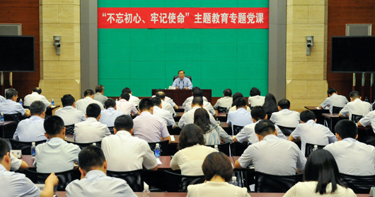按照中央开展“不忘初心、牢记使命”主题教育部署要求，7月30日，国家电网有限公司党组副书记、总经理辛保安以“模范践行党的初心和使命在‘三型两网、世界一流’建设中走在前作表率”为题，结合学习调研的体会、检视发现的问题及改进工作的思路措施讲专题党课。