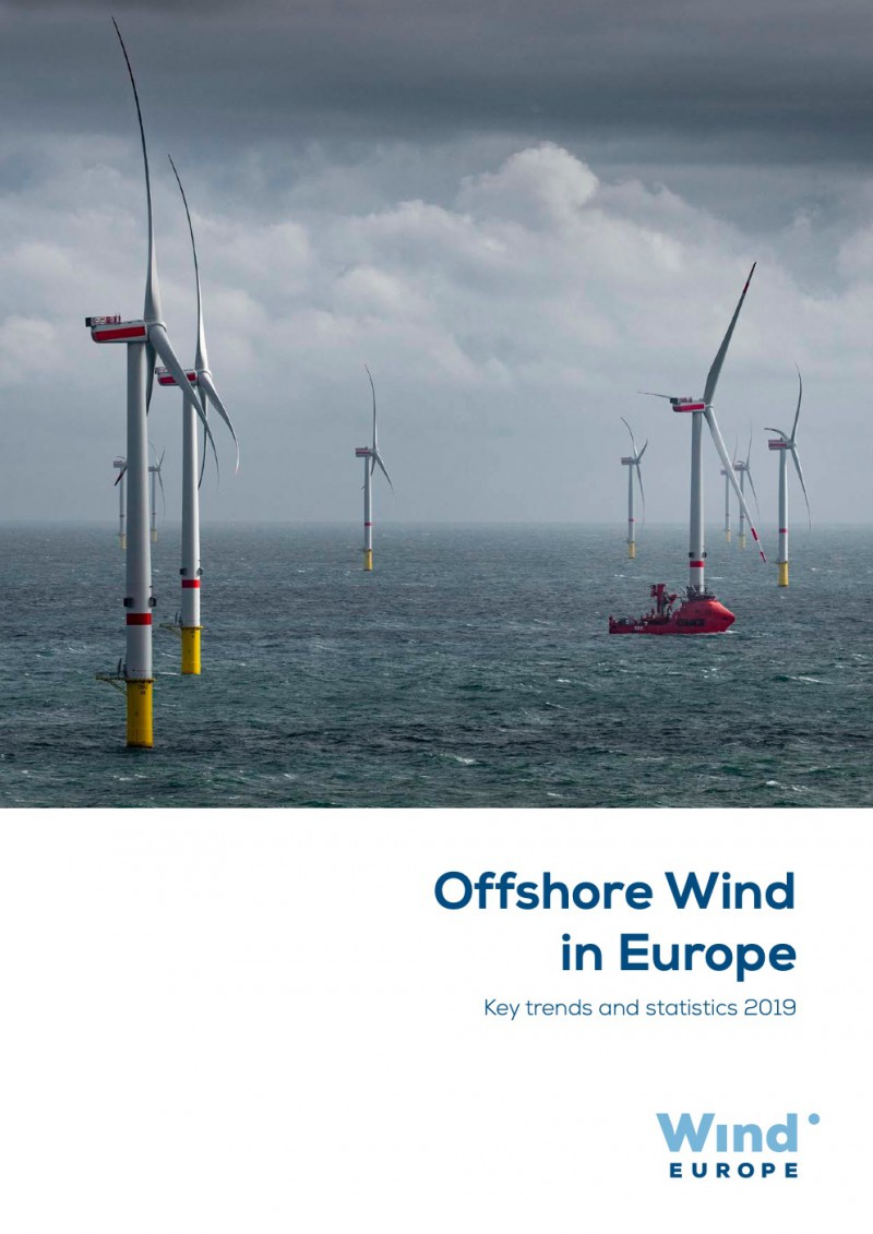 2月6日，欧洲风能协会WindEurope公布2019年度欧洲海上风电统计数据。2019年欧洲海上风电创造了历史新增记录，报告显示：2019年度欧洲海上风电新增装机3623MW，较2018年同比增长19.6%，累计装机达到22072MW；海上风电机组平均单机装机容量7.8MW，较2018年增加1MW。关键词：海上风电欧洲风能风电装机