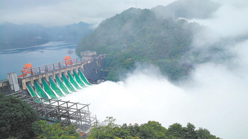 连日来，受梅雨天气影响，新安江水位持续上涨。7月8日上午9时，国网新源公司新安江电厂水库大坝建成61年来首次开启全孔泄洪。当日，国网浙江电力启动钱塘江流域防汛Ⅰ级应急响应，全面做好汛情灾害防御工作，确保电网安全运行。人民日报客户端、中央电视台新闻联播栏目报道了有关情况。